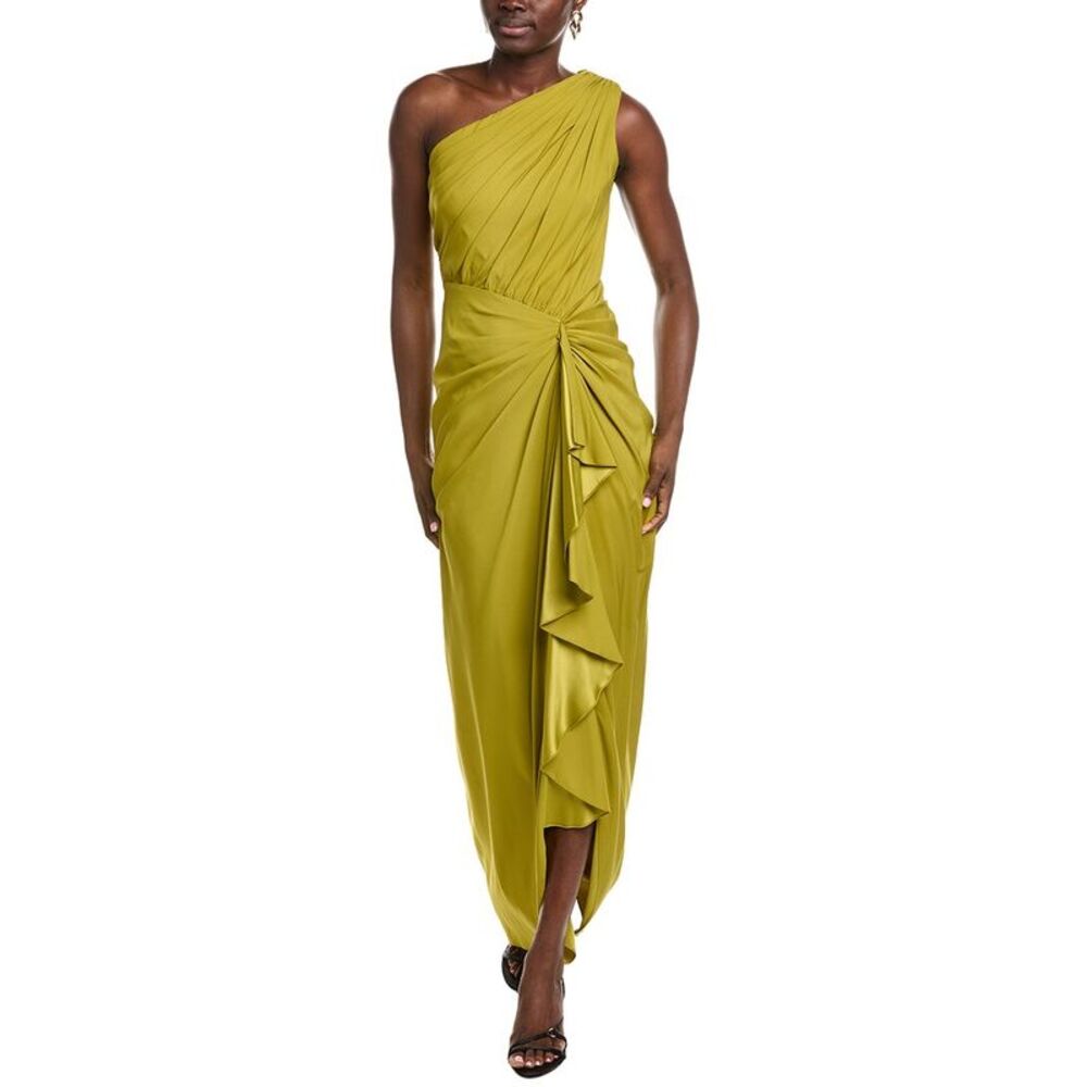 Tadashi Shoji Womens  Solid One-Shoulder Maxi Dress, Green